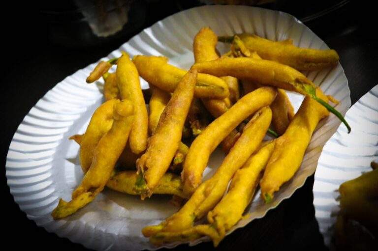 Deep Fried Chiles Filled with Chickpea Flour (Mirchi Bhajji)