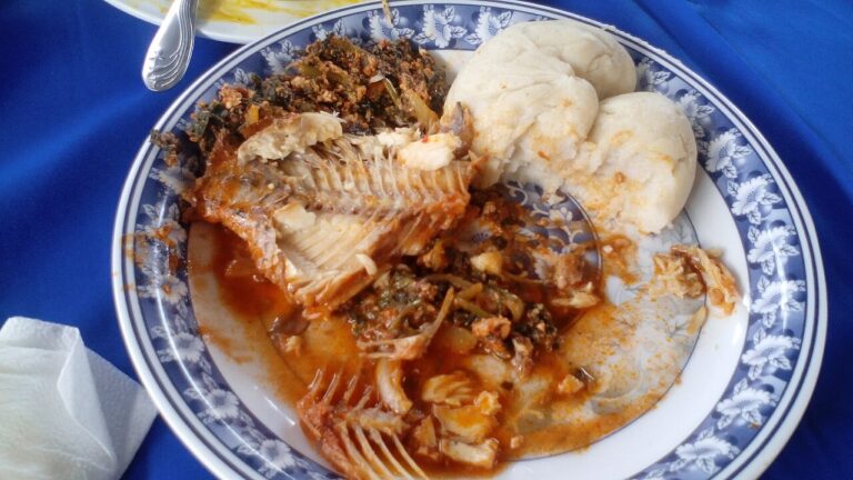 Gboma Dessi and Akoume (Togolese Spinach Stew with Corn Swallow)