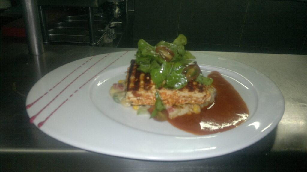 Grilled Salmon with Lemon Butter Sauce