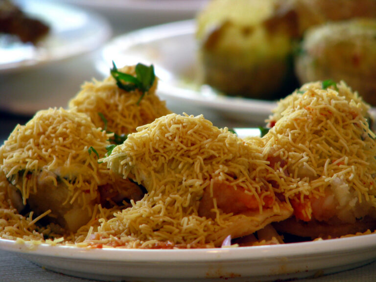 Sev Puri (Crispy Indian Snack with Potato)