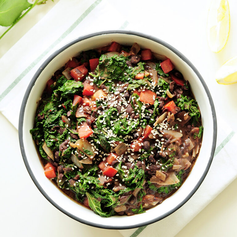 Warm Black Bean Salad with Kale and Tomatoes