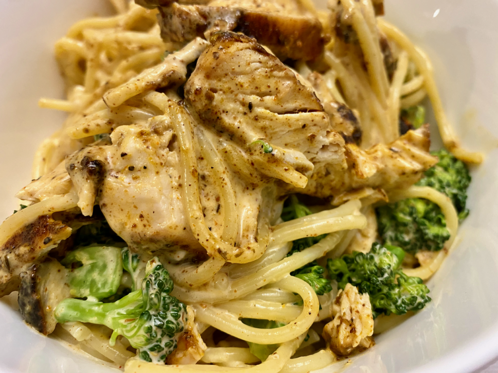 Chicken Bacon Broccoli Alfredo Spaghetti