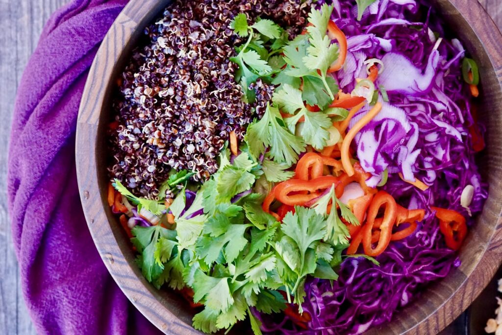 Quinoa Vegetable Slaw With Peanut Dressing (Gluten-Free)